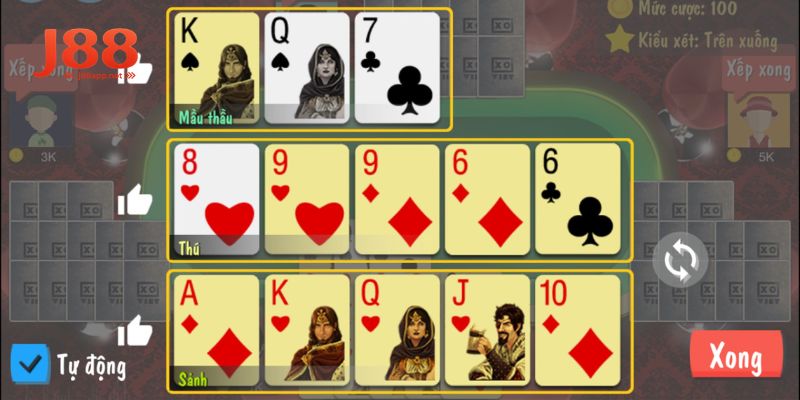 Hướng dẫn chơi bài Mậu binh đổi thưởng tại J88